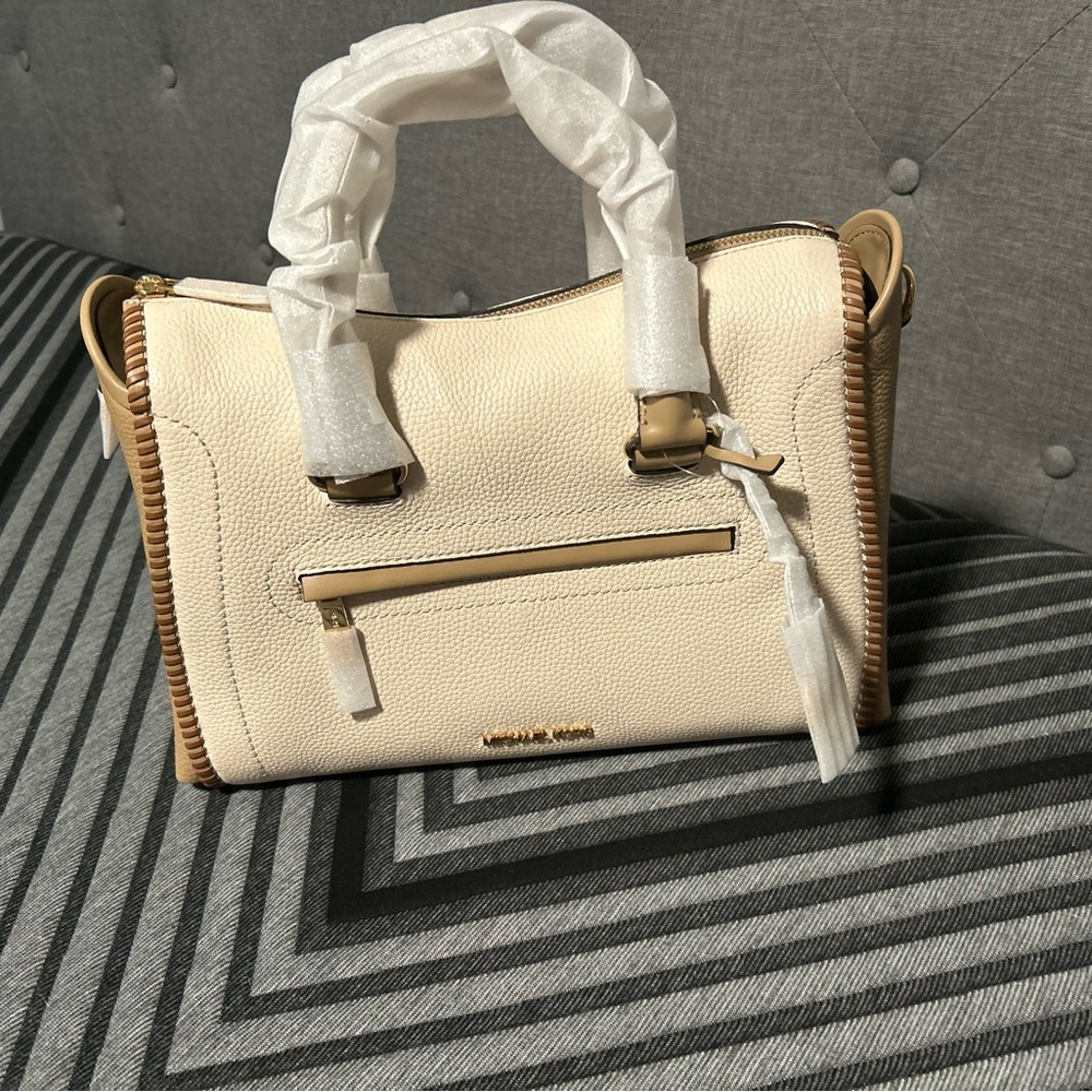 Michael Kors Cream and Tan Satchel
